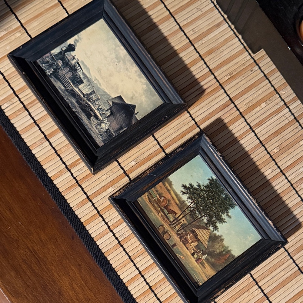 Black Framed Vintage Art Prints - Set of 2